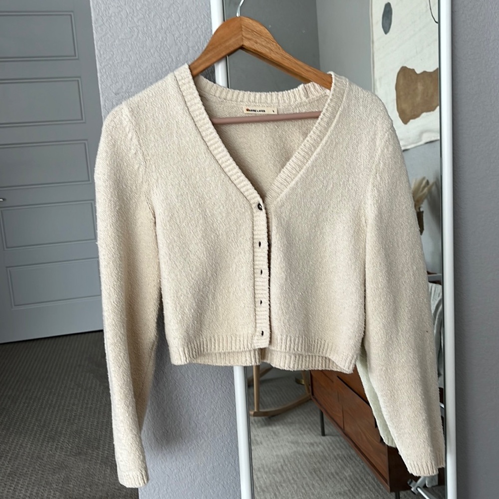 Marine layer cropped cardigan, ivory size small
